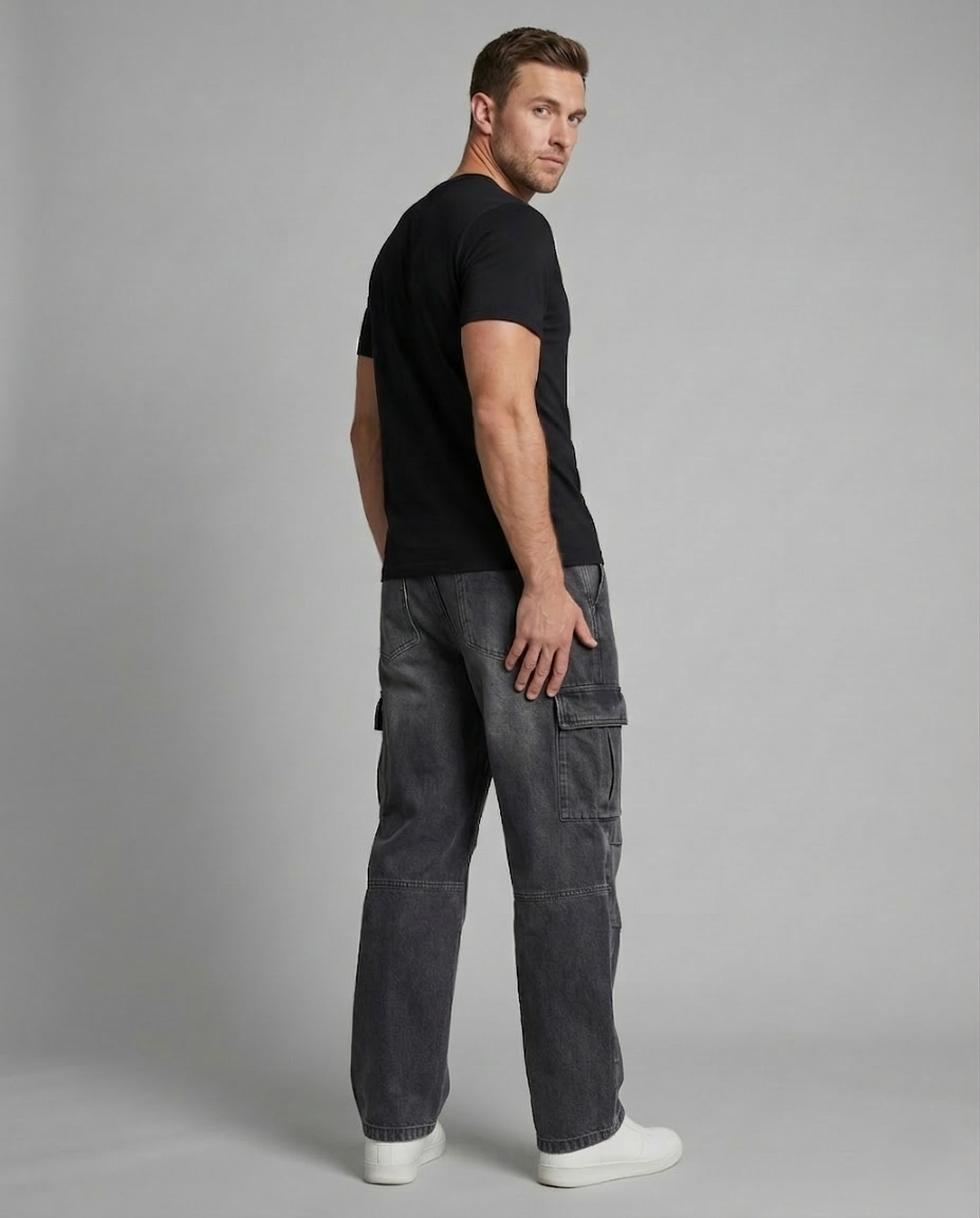 Unisex Cargohose Jeans Weit