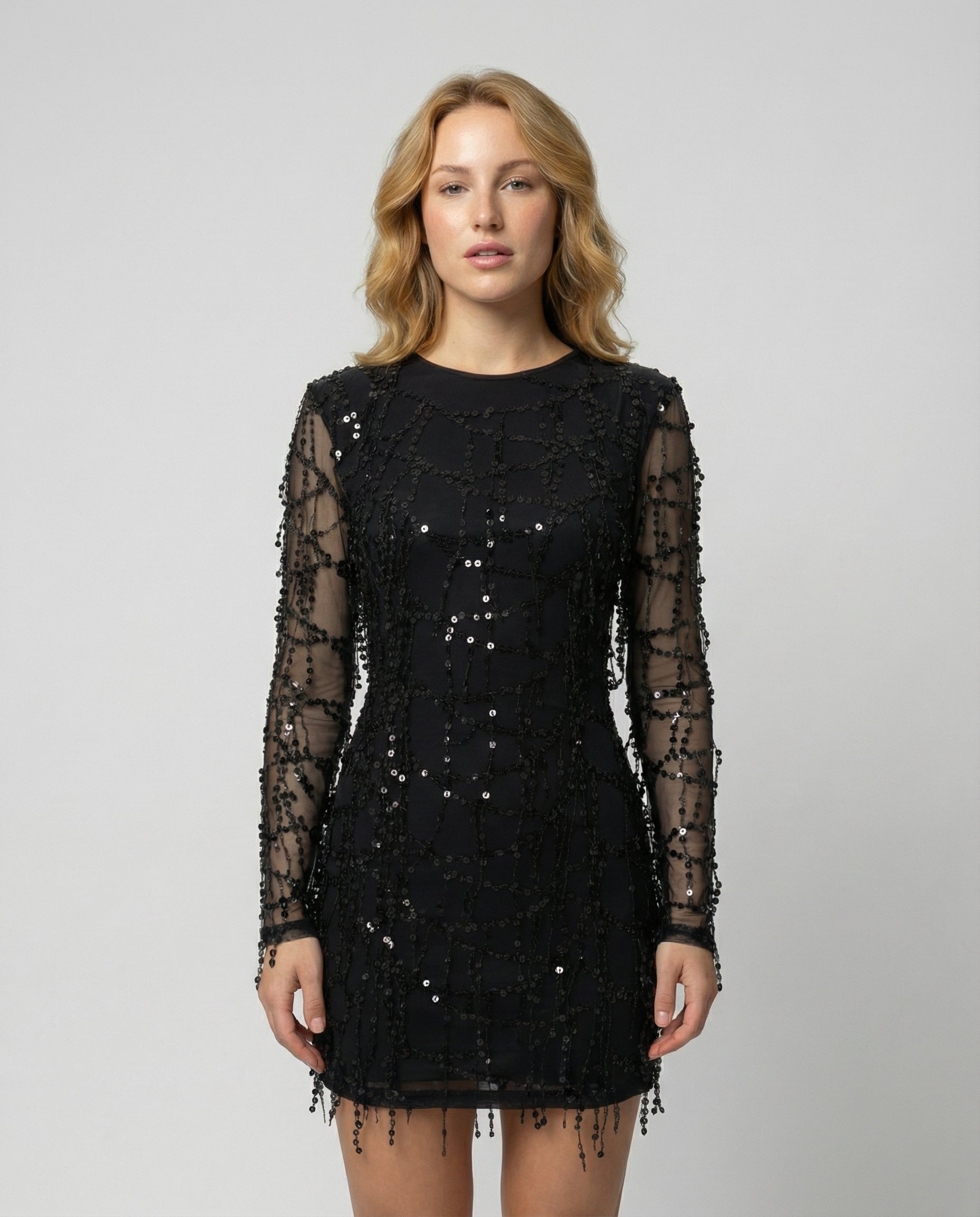 Elegantes Damenkleid mit Fransen und Pailletten - Eveloria