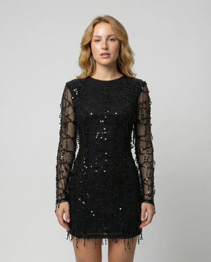 Elegantes Damenkleid mit Fransen und Pailletten - Eveloria