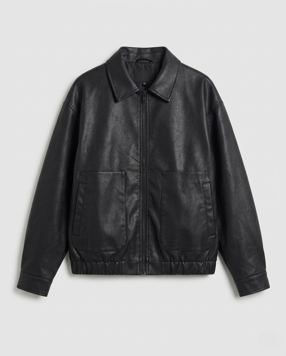 Damen Oversize Lederjacke Veganleder