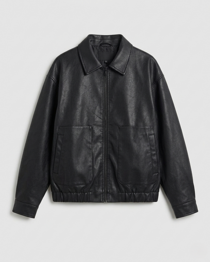Damen Oversize Lederjacke Veganleder