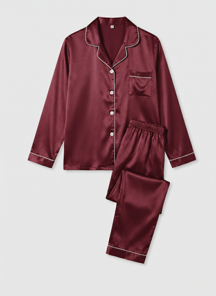 Damen Satin Pyjama Set Elegant