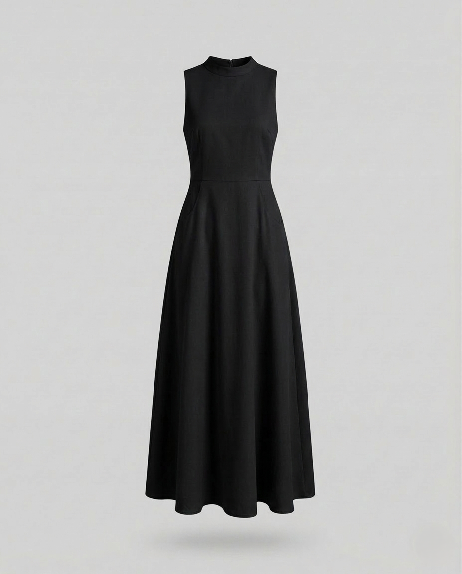 Damen Ärmelloses Maxikleid Rippoberteil
