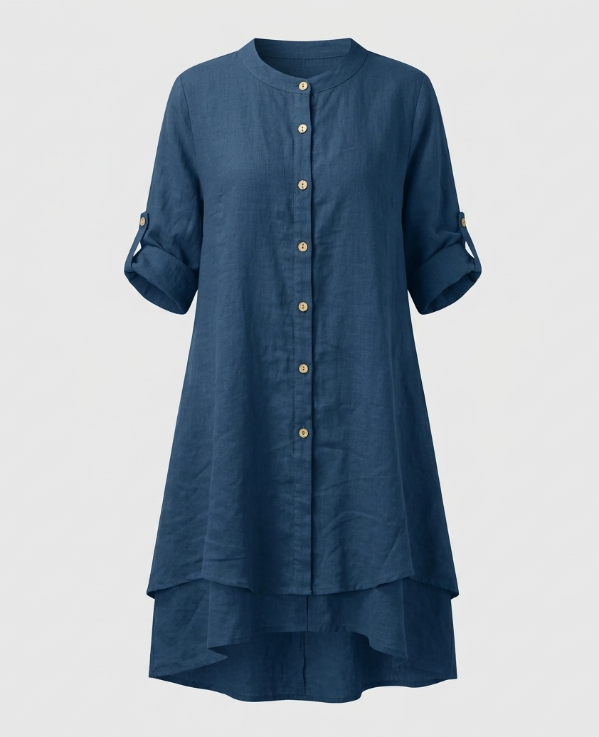 Damen Chiffon Bluse Bubikragen Doppellagiger Saum