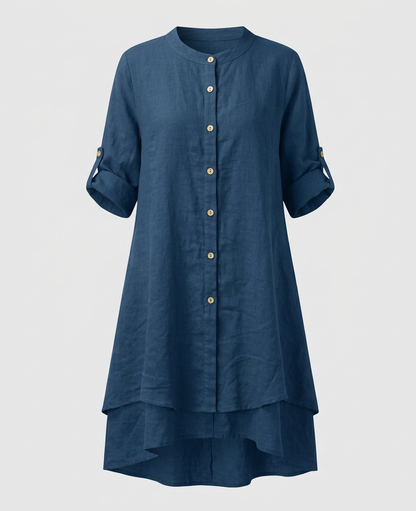 Damen Chiffon Bluse Bubikragen Doppellagiger Saum