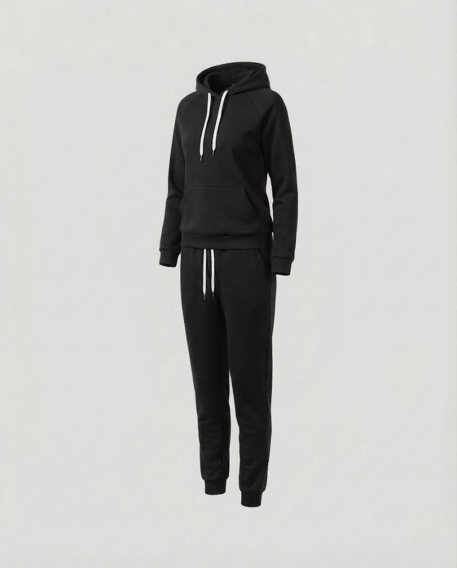 Damen Sweatset Kapuzenpullover Angerauter Stoff
