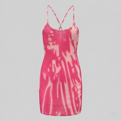 Damen Minikleid Rippstrick Spaghettiträger