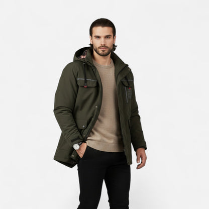 Herren Windbreaker Jacke Leicht Kapuze Schwarz - Eveloria
