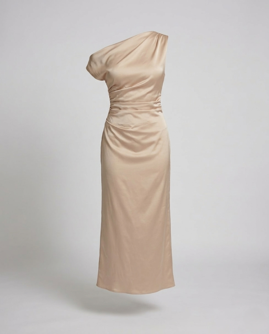 Damen Abendkleid Asymmetrisch Ein Schulter