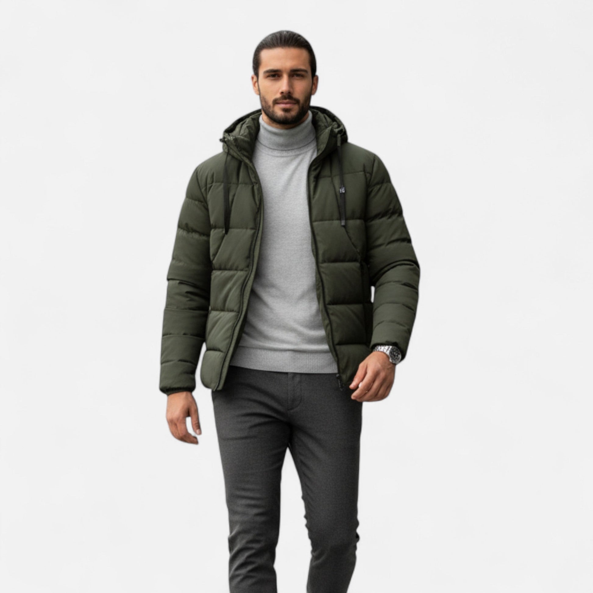 Herren Steppwinterjacke Robust Mit Kapuze - Eveloria