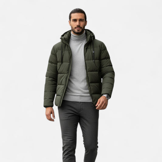 Herren Steppwinterjacke Robust Mit Kapuze - Eveloria