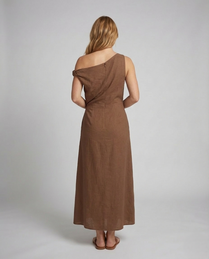 Damen Maxikleid Schulterfrei mit Drapierung