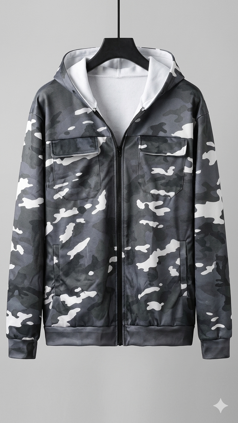 Eveloria Damen Camouflage Cargojacke Mit Kapuze