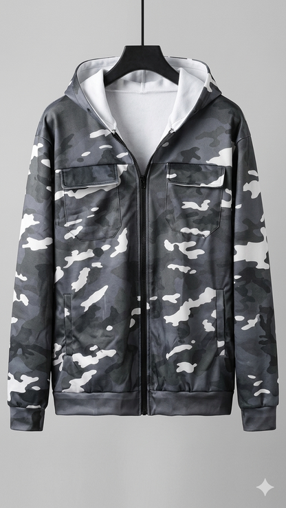 Eveloria Damen Camouflage Cargojacke Mit Kapuze