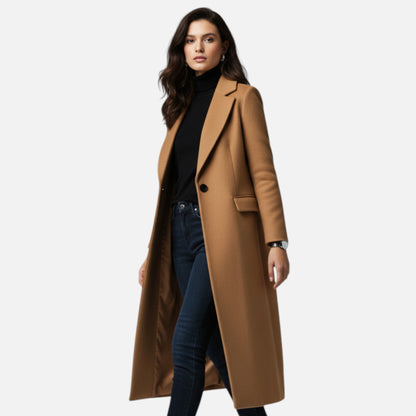 Damen Wintermantel Eleganter Langmantel Einfarbig - Eveloria