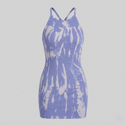 Damen Minikleid Rippstrick Spaghettiträger