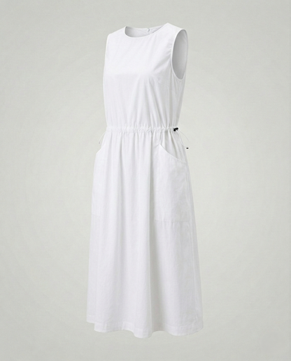Damen Ärmelloses Midikleid Kordelzug Bund