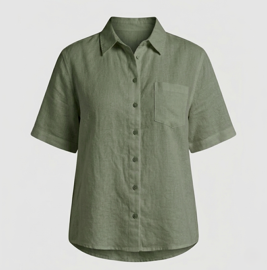 Damen Kurzarmhemd Baumwollmix Bluse