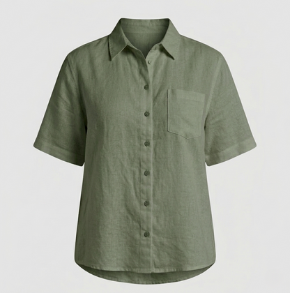 Damen Kurzarmhemd Baumwollmix Bluse