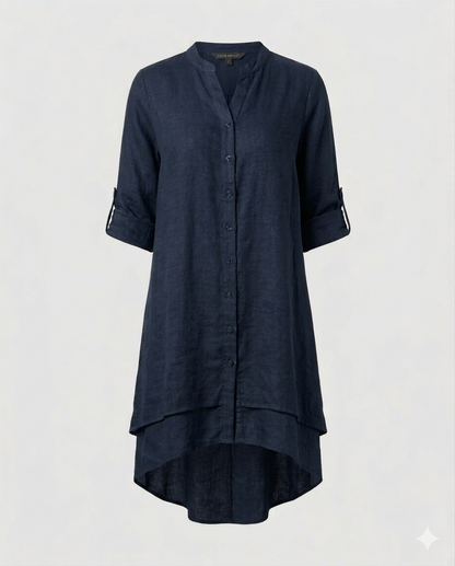 Damen Chiffon Bluse Bubikragen Doppellagiger Saum