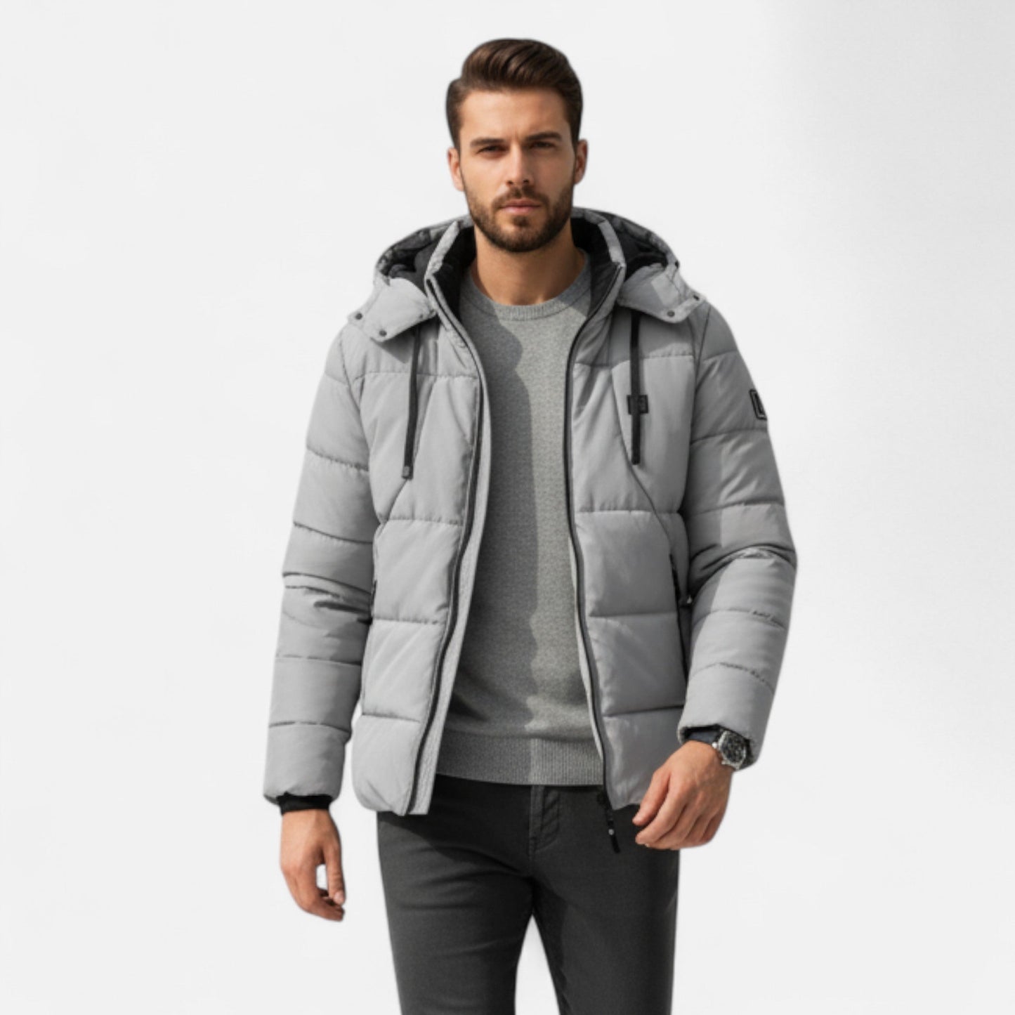 Herren Steppwinterjacke Robust Mit Kapuze