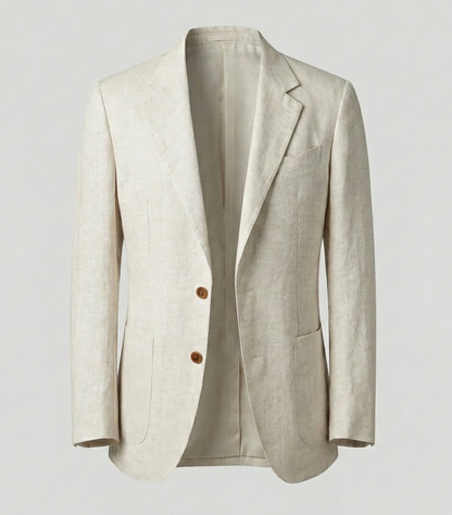 Herren Leinenanzug Elegant Mit Anzughose Beige