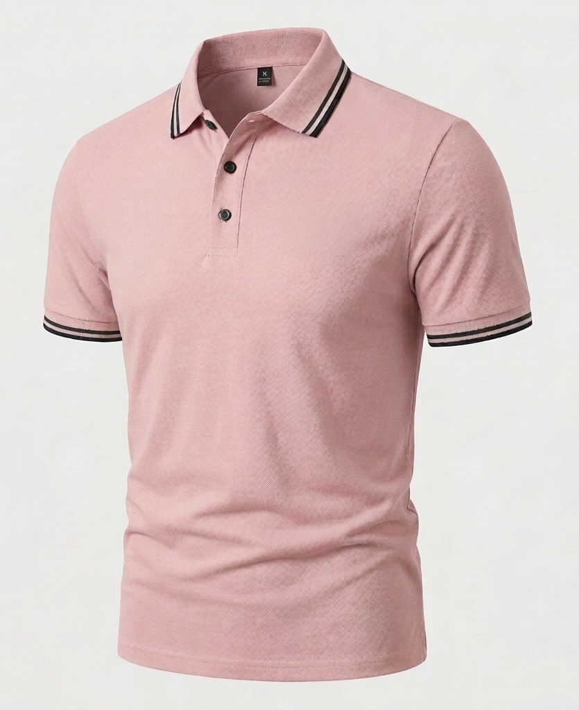 Herren Poloshirt Slim Fit Kurzarm Kontrastkragen