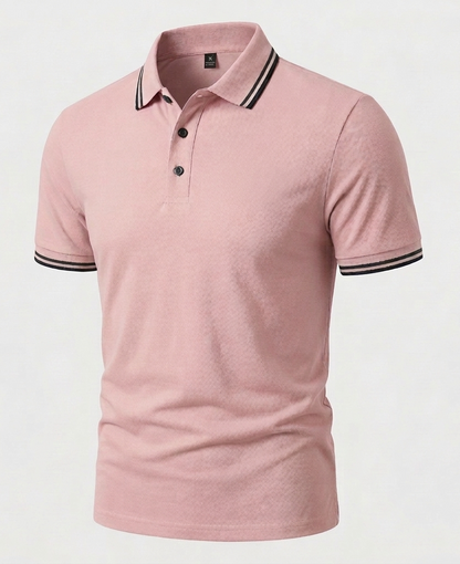 Herren Poloshirt Slim Fit Kurzarm Kontrastkragen