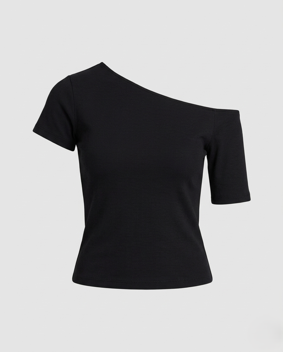 Damen Jersey- Schulterfrei Asymmetrisch