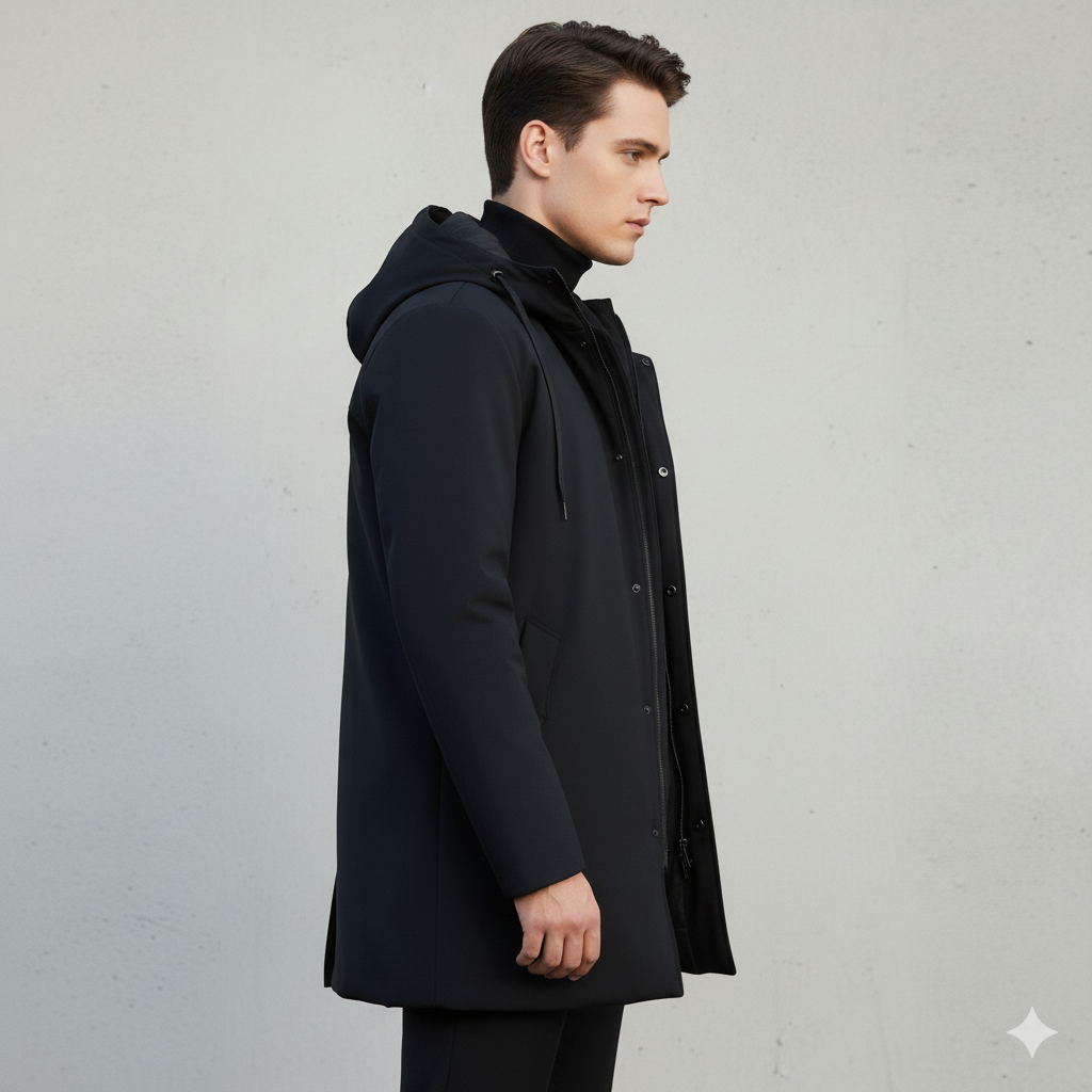 Herren Winterjacke Kapuze Reißverschluss Wind- und Wasserdicht