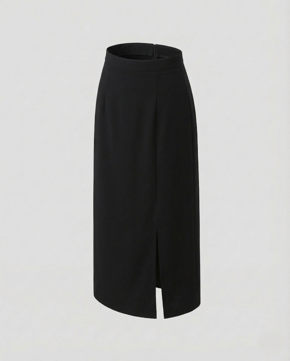 Damen Taillierter Midirock Mit Seitenschlitz
