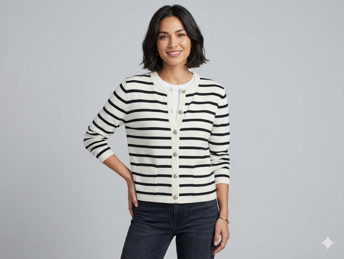 Gestreifter Damen Cardigan