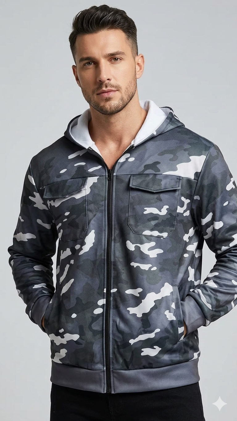 Eveloria Damen Camouflage Cargojacke Mit Kapuze