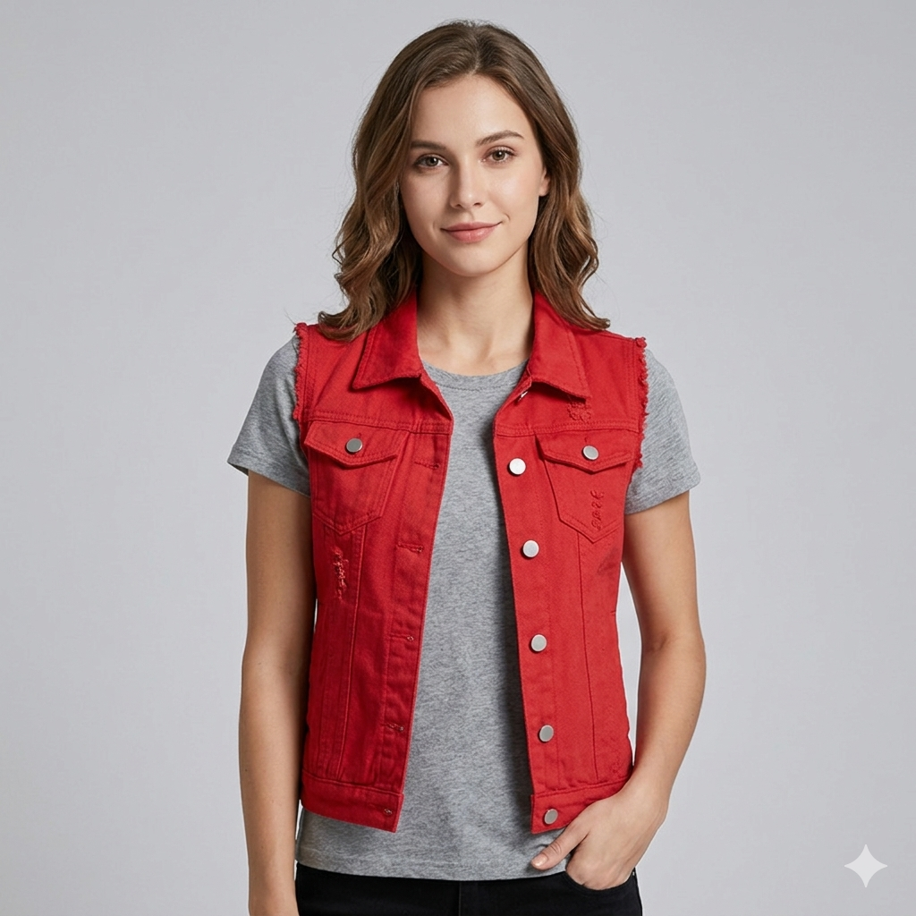 Damen Jeansweste mit Taschen und stylischem Design Eveloria