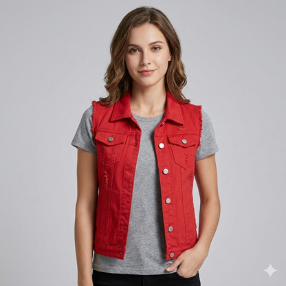 Damen Jeansweste mit Taschen und stylischem Design Eveloria