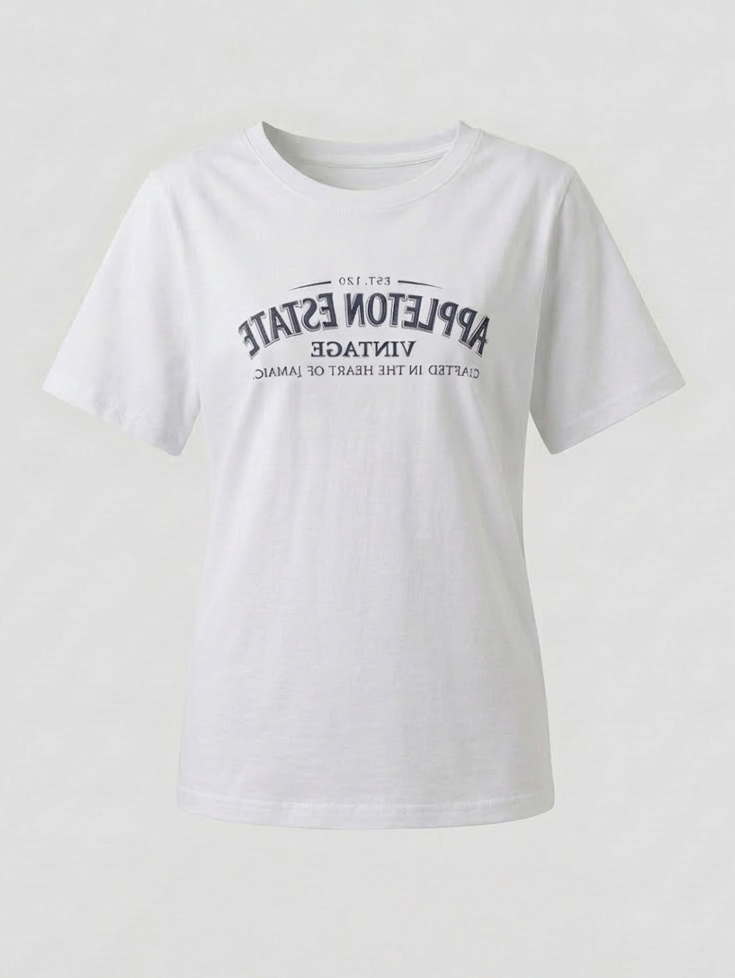 Damen T-Shirt mit Kontrastkragen und Print