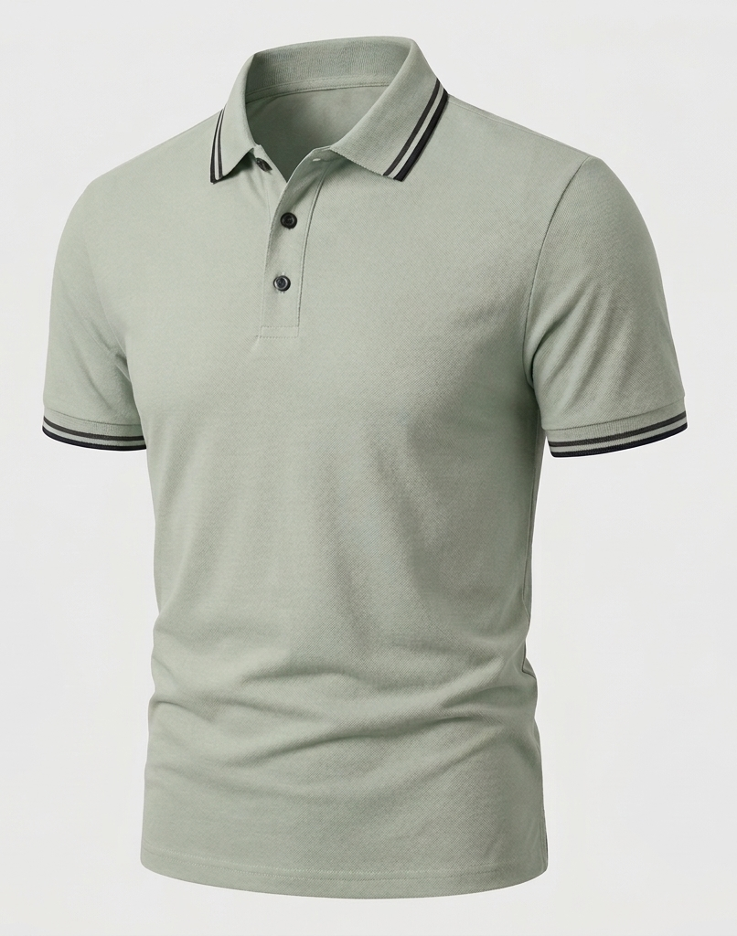 Herren Poloshirt Slim Fit Kurzarm Kontrastkragen