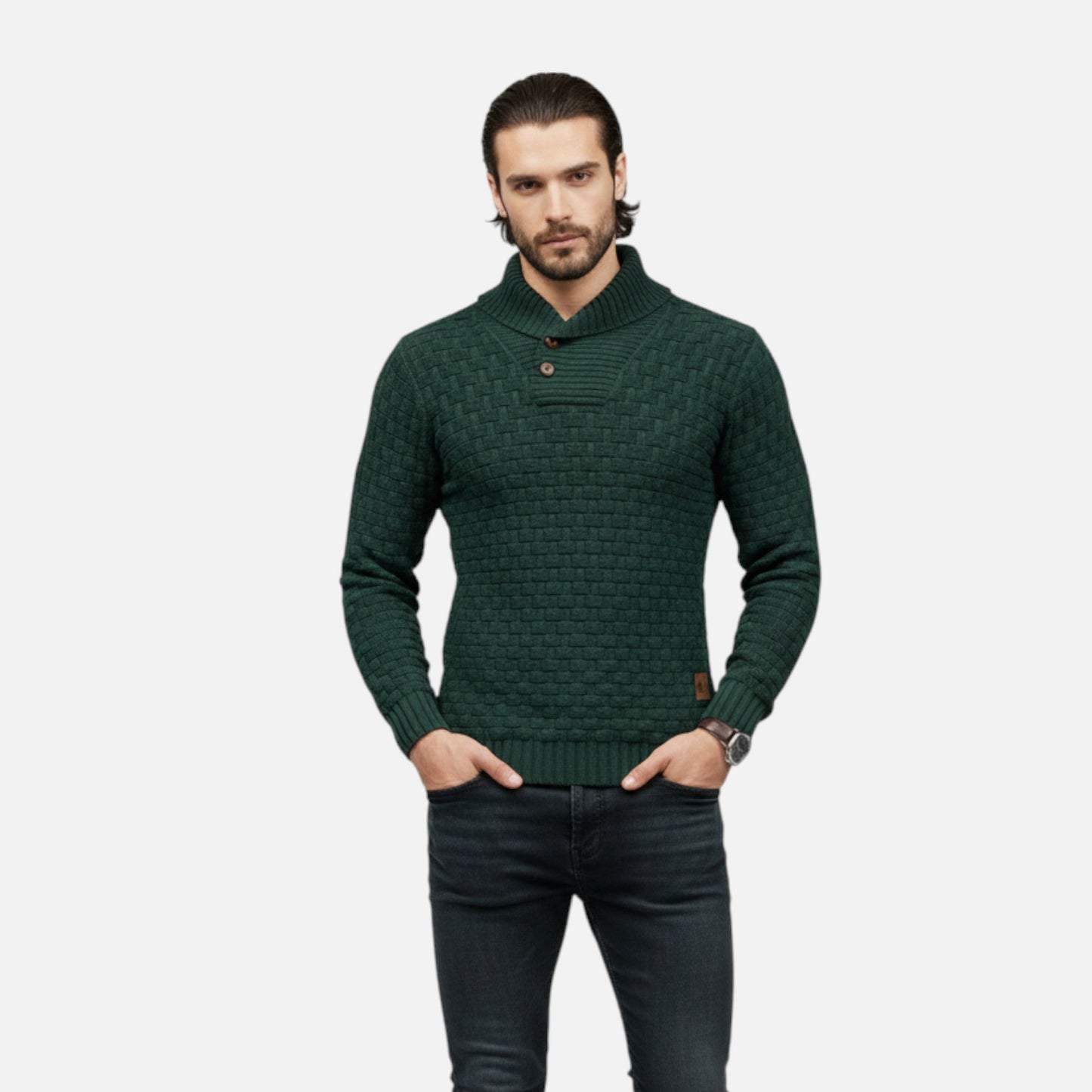 Herren Strickpullover Knopfleiste Klassisch Einfarbig