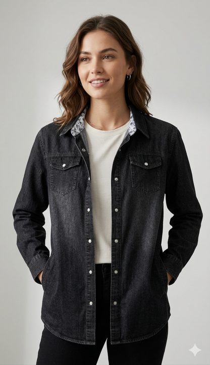 Eveloria Damen Lange Denimjacke