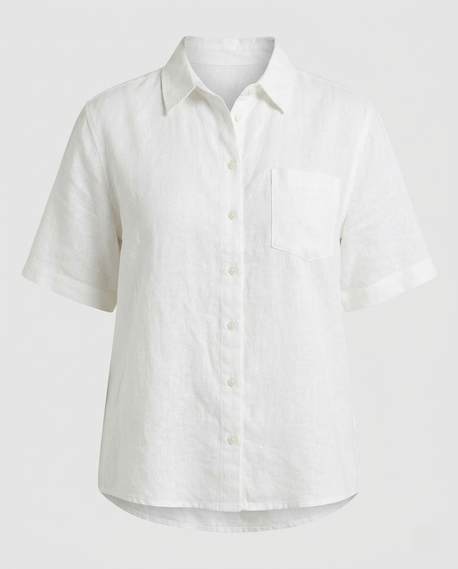 Damen Kurzarmhemd Baumwollmix Bluse