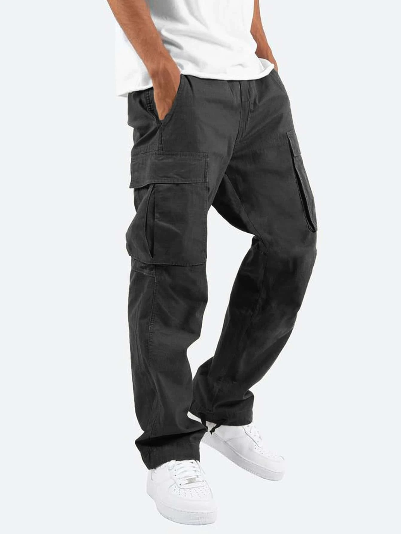 Herren Cargo-Hose Schwarz Weiche Baumwolle - Eveloria