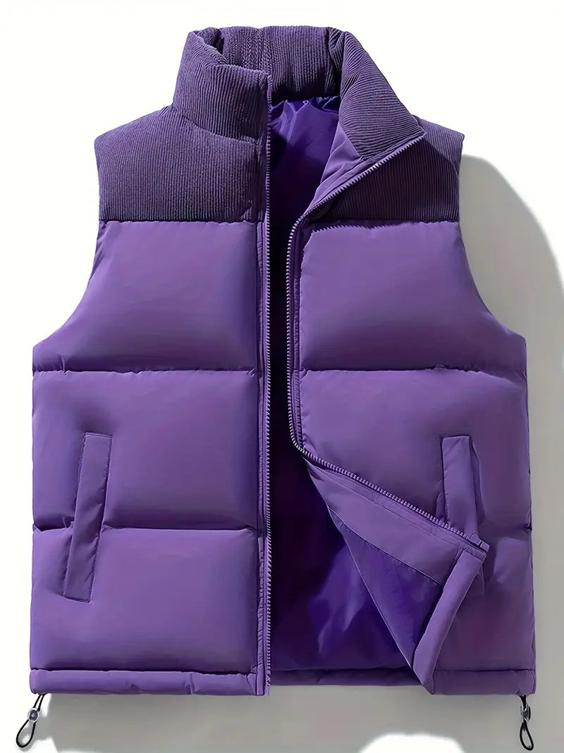 Gepolsterte Weste – mit Reißverschluss – Bodywarmer – Daunenweste – Herrenweste-Lila-S-Chaps Herrenmode