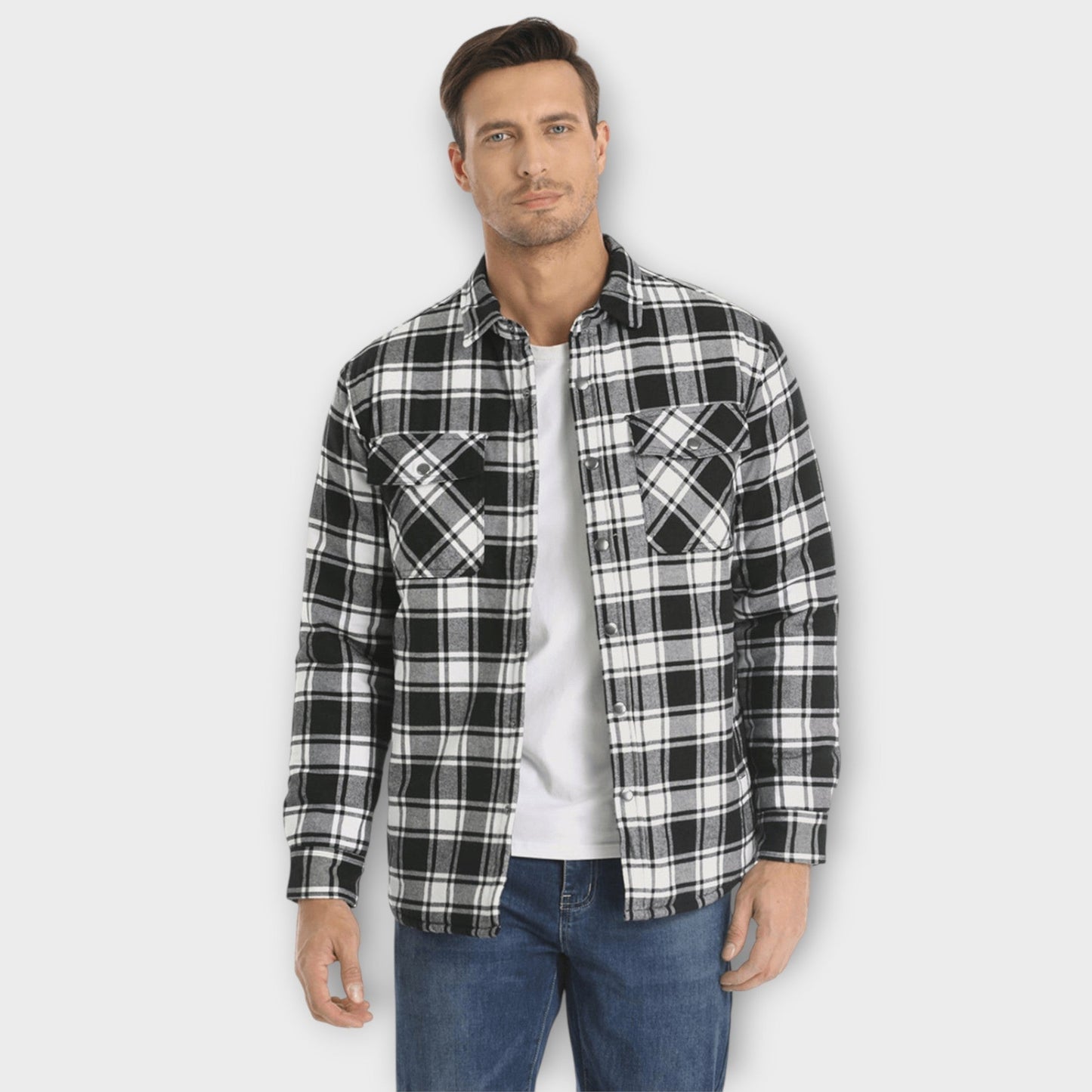 Herren Winterjacke Flanell Leicht Warm Beige