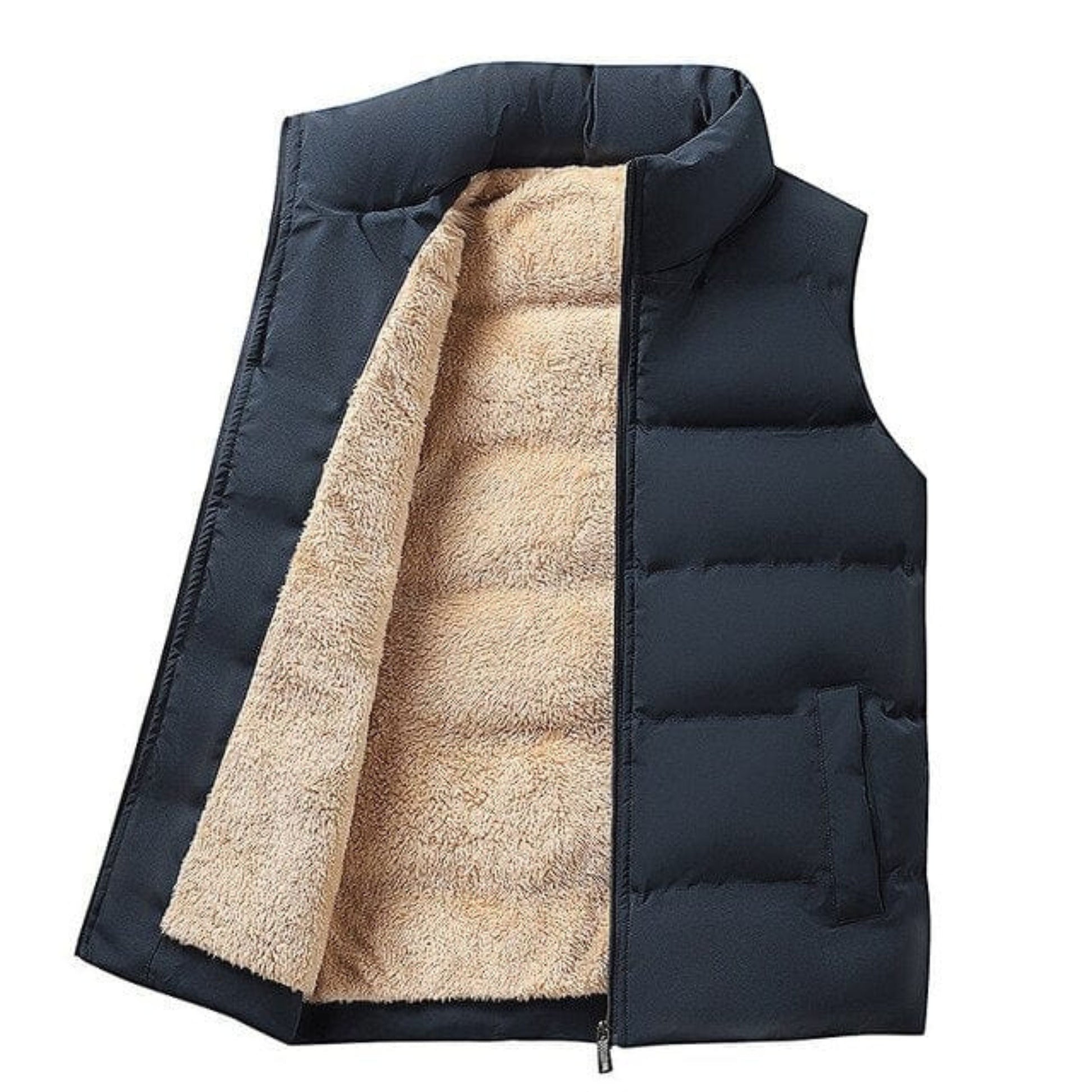 Herren Gilet Fleecegefüllte Pufferweste Schwarz - Eveloria