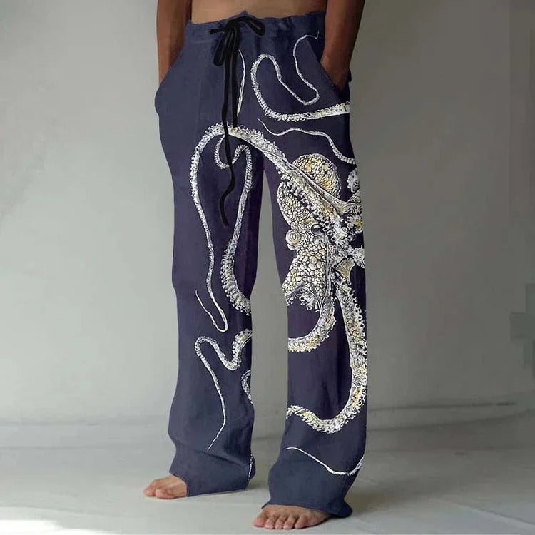 Gerade Hosenbeine | Lose Passform | Kordelzug | Herren-Lounge-Hosen | Herren-Hosen-Marineblau-S-Chaps Herrenmode