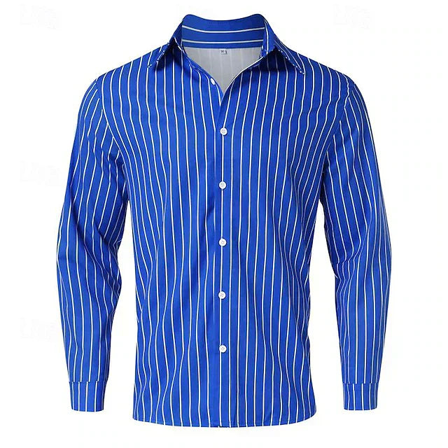 Gestreiftes Hemd | Langarm | Slim Fit | Hemd mit Knöpfen | Herrenhemden-Chaps Herrenmode