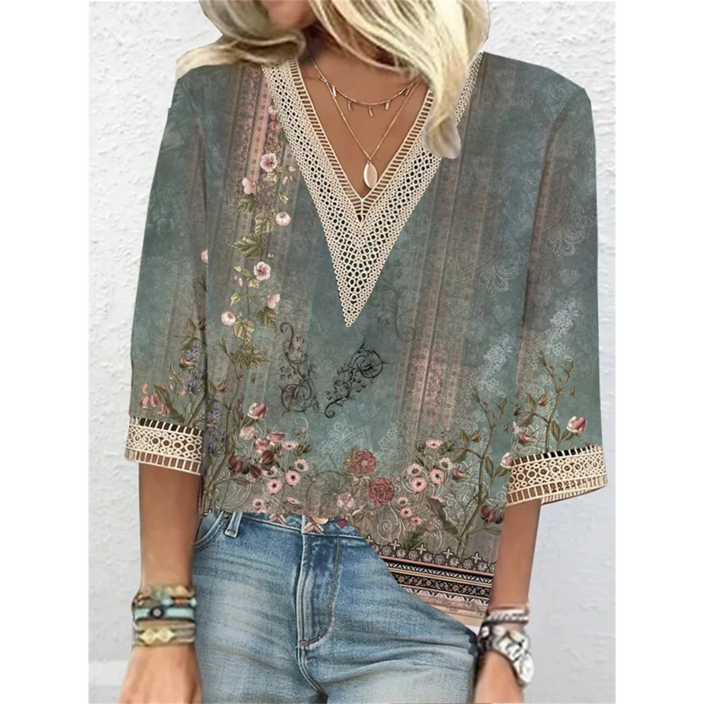Eveloria Damen Bluse V-Ausschnitt Glänzend
