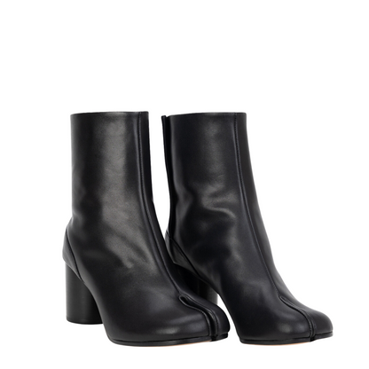 Damen Lederoptik Stiefeletten Geteilter Zehenpartie Blockabsatz - Eveloria