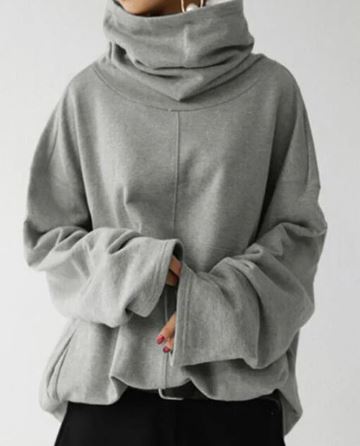 Eveloria Damen Langarm Turtleneck Sweatshirt mit Taschen