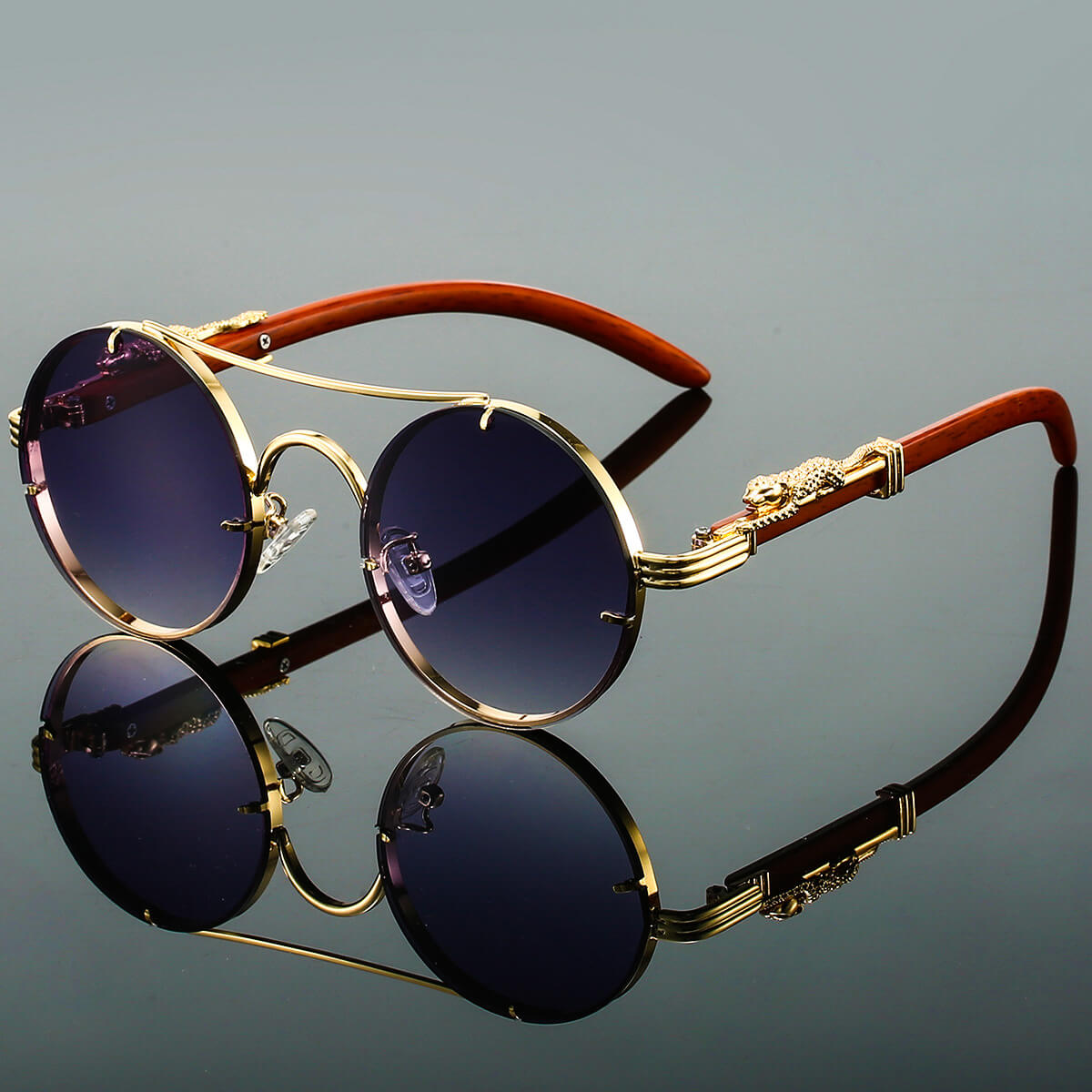 Herren Sonnenbrille Rund Retro Acetat